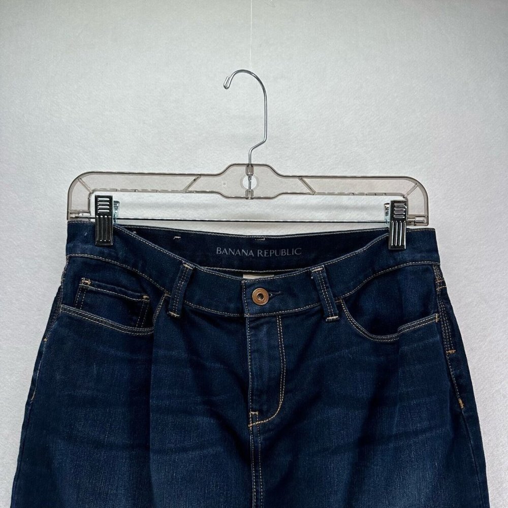 Banana Republic Skirt Size 28 Denim Pencil Mini Stretch Dark Washed Blue - Picture 3 of 11